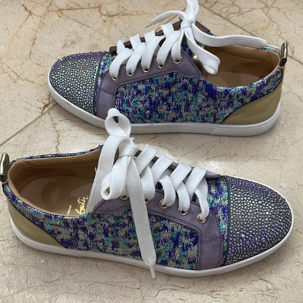 Printed crystal embellishments sneakers